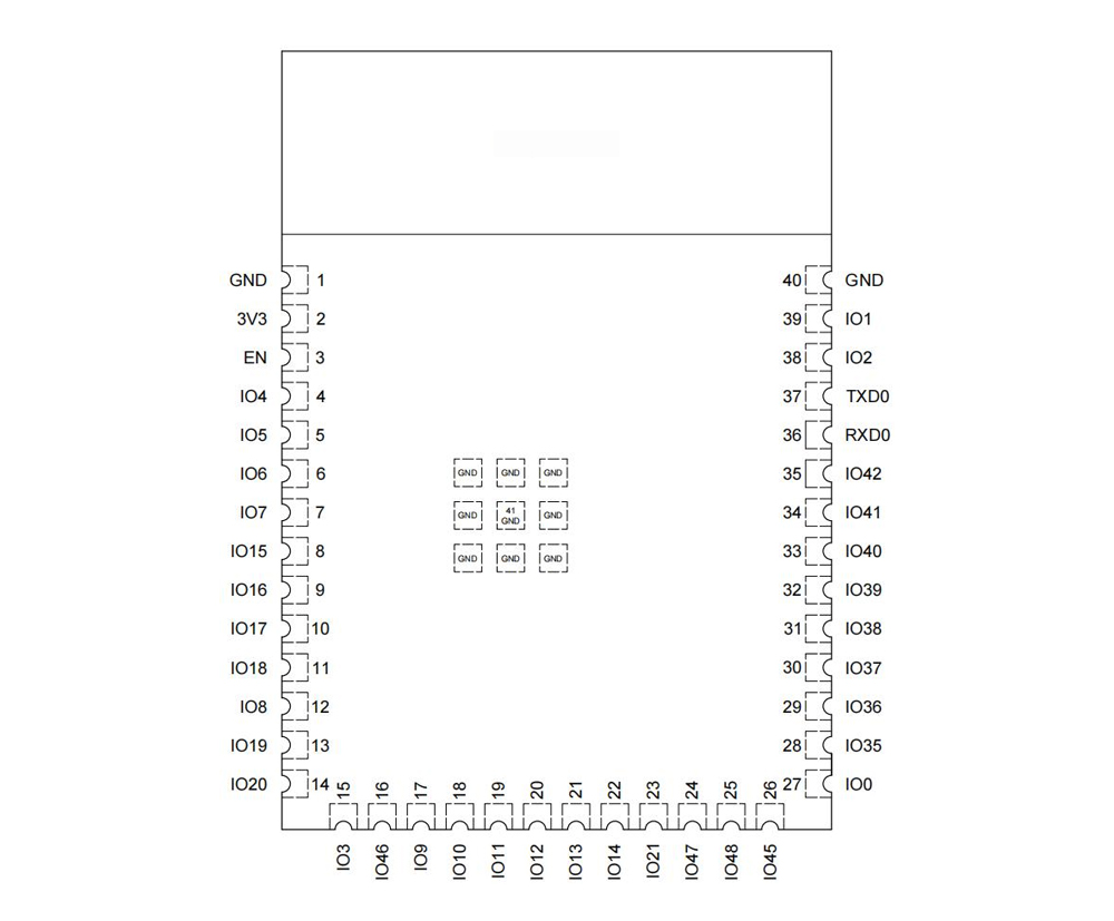 ESP32-S3-WROOM-1U 通用型双核WiFi蓝牙模块引脚定义