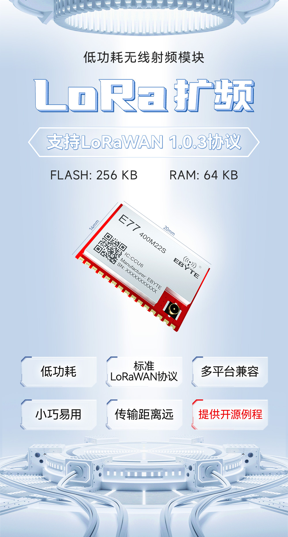 E77-400M22S 支持LoRaWAN协议的LoRa扩频模块 (1)